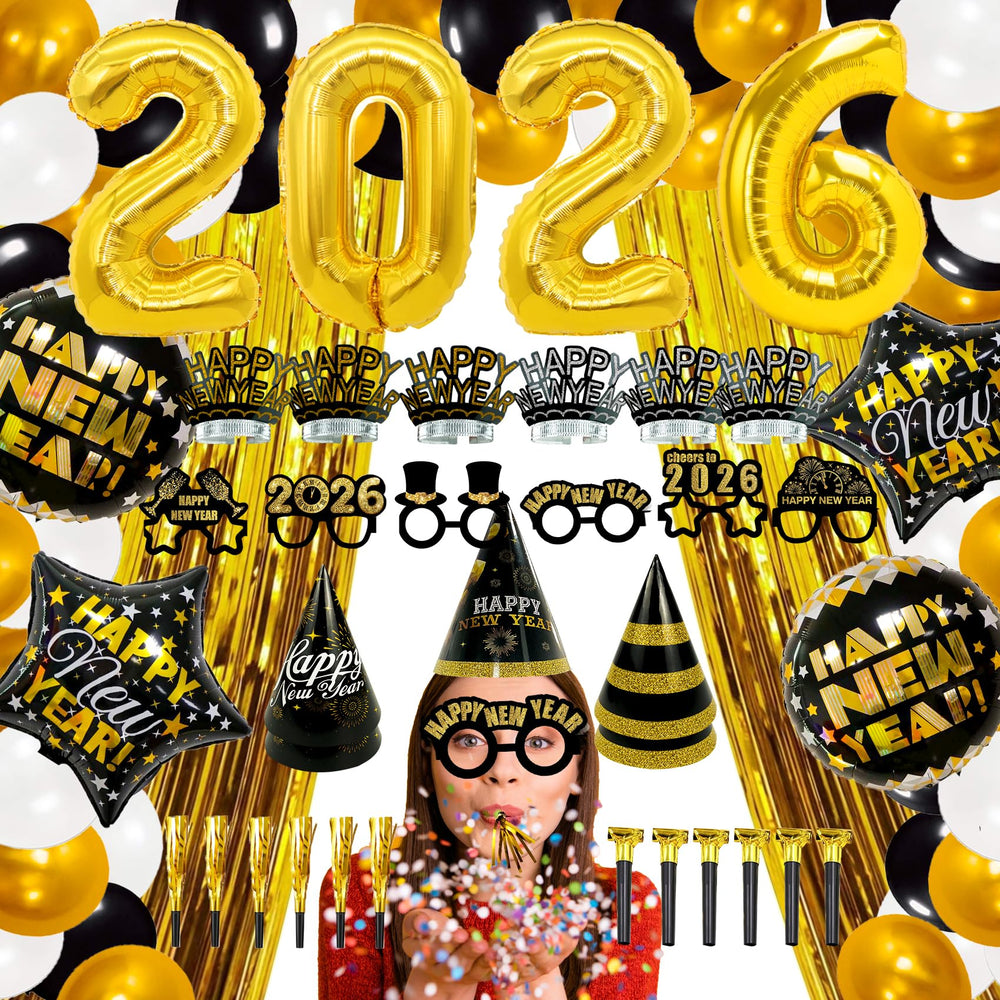 Joy Bang 2026 foil balloon numbers for a bold countdown backdrop