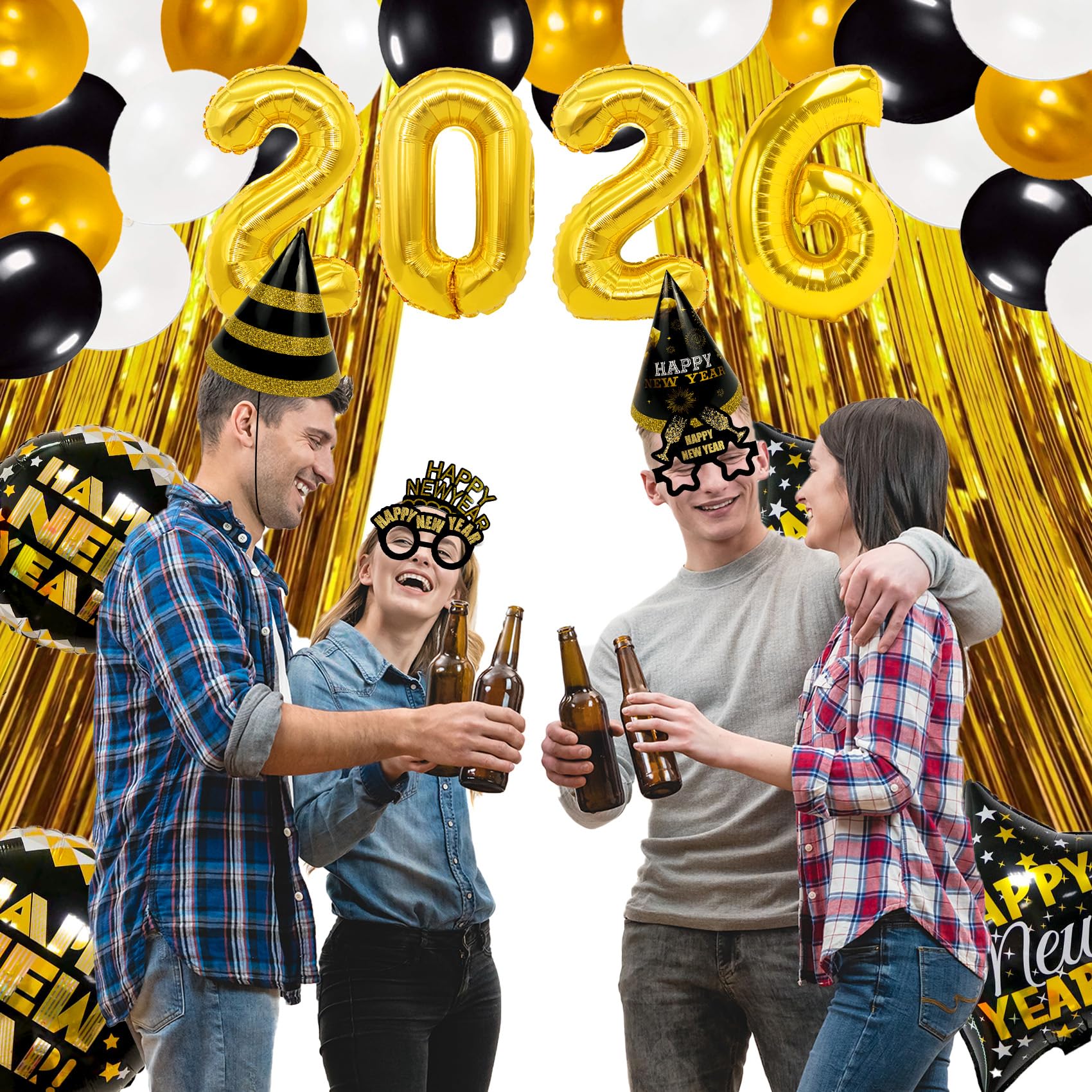 Joy Bang happy new year foil balloons elevate celebrations