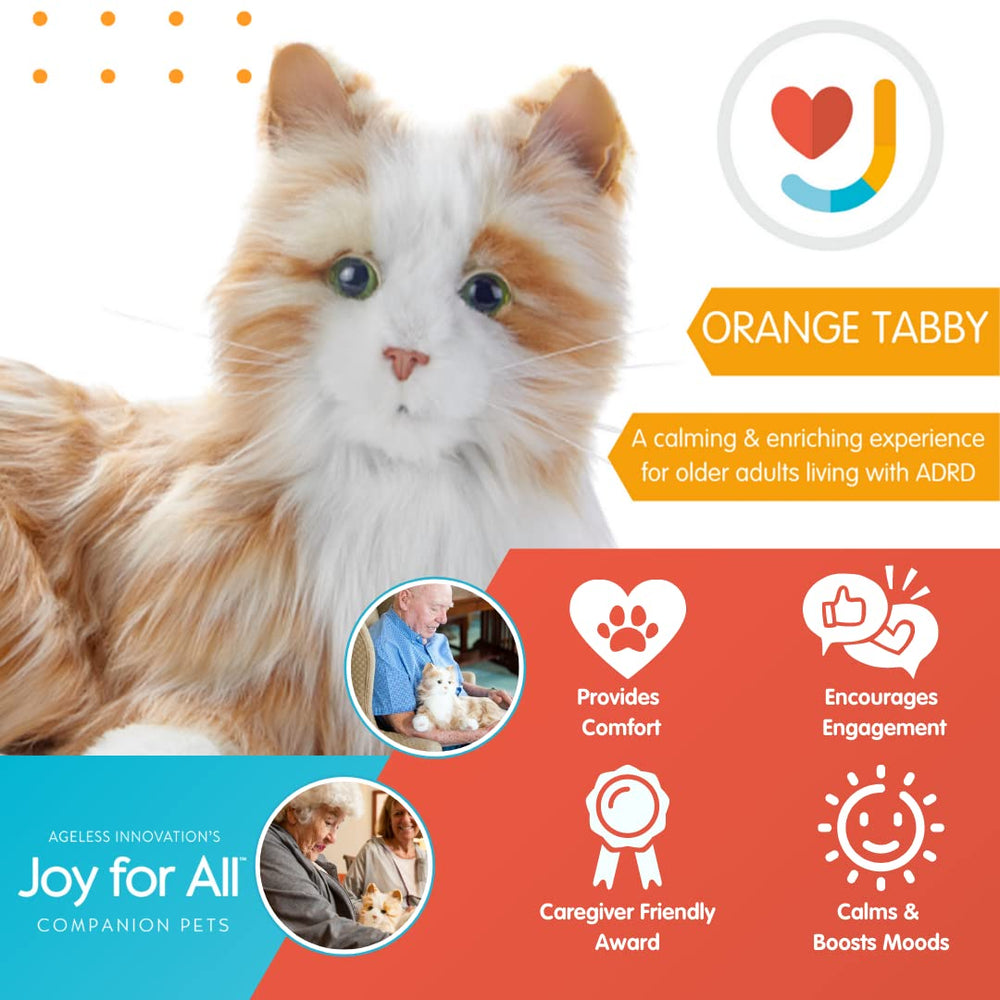 Joy For All Companion Cat interactive sensors demonstrate responsive touch and motion.