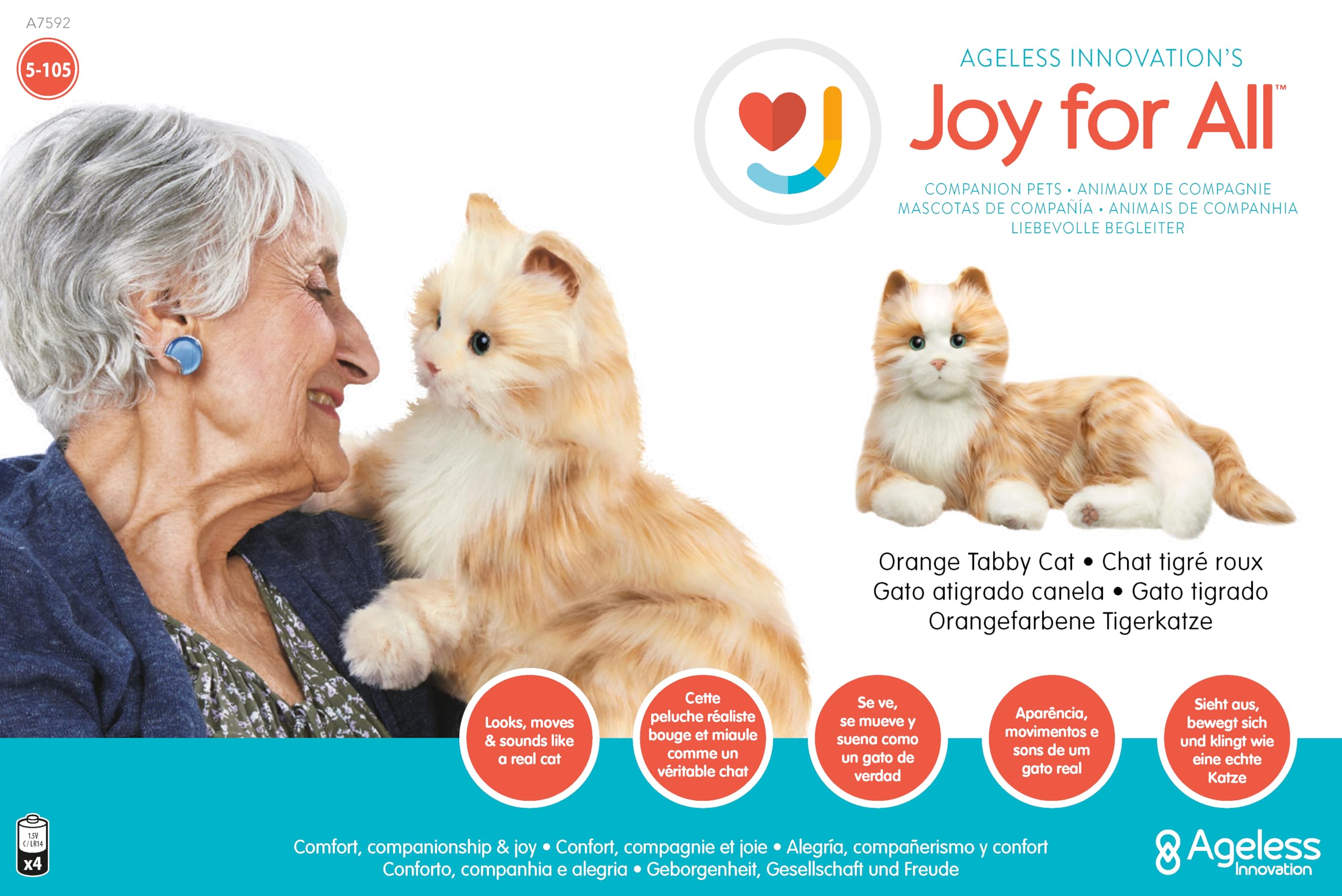 Joy For All Companion Cat purring closeup conveys gentle warmth and soothing interaction.