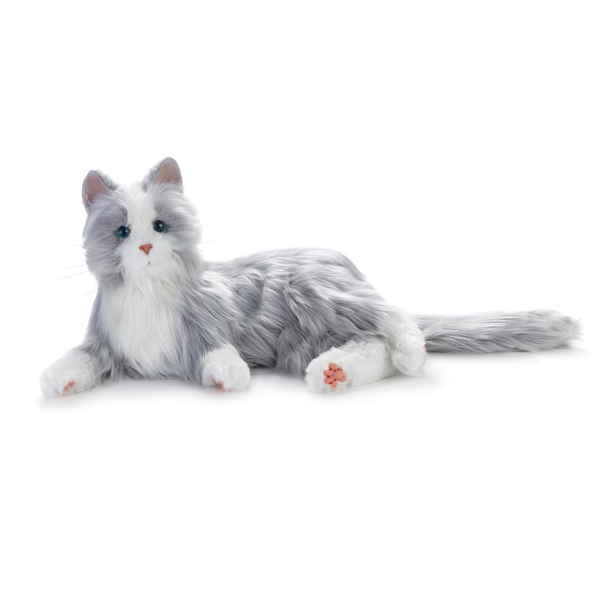 JOY FOR ALL companion cat silver-white face closeup enhances companionship and realism.