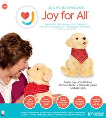 JOY FOR ALL Golden Pup head-tilt toward voice signals interactive play.