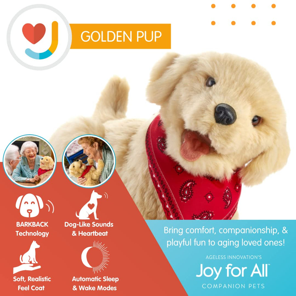 JOY FOR ALL Golden Pup back-heartbeat sensation activated by touch.