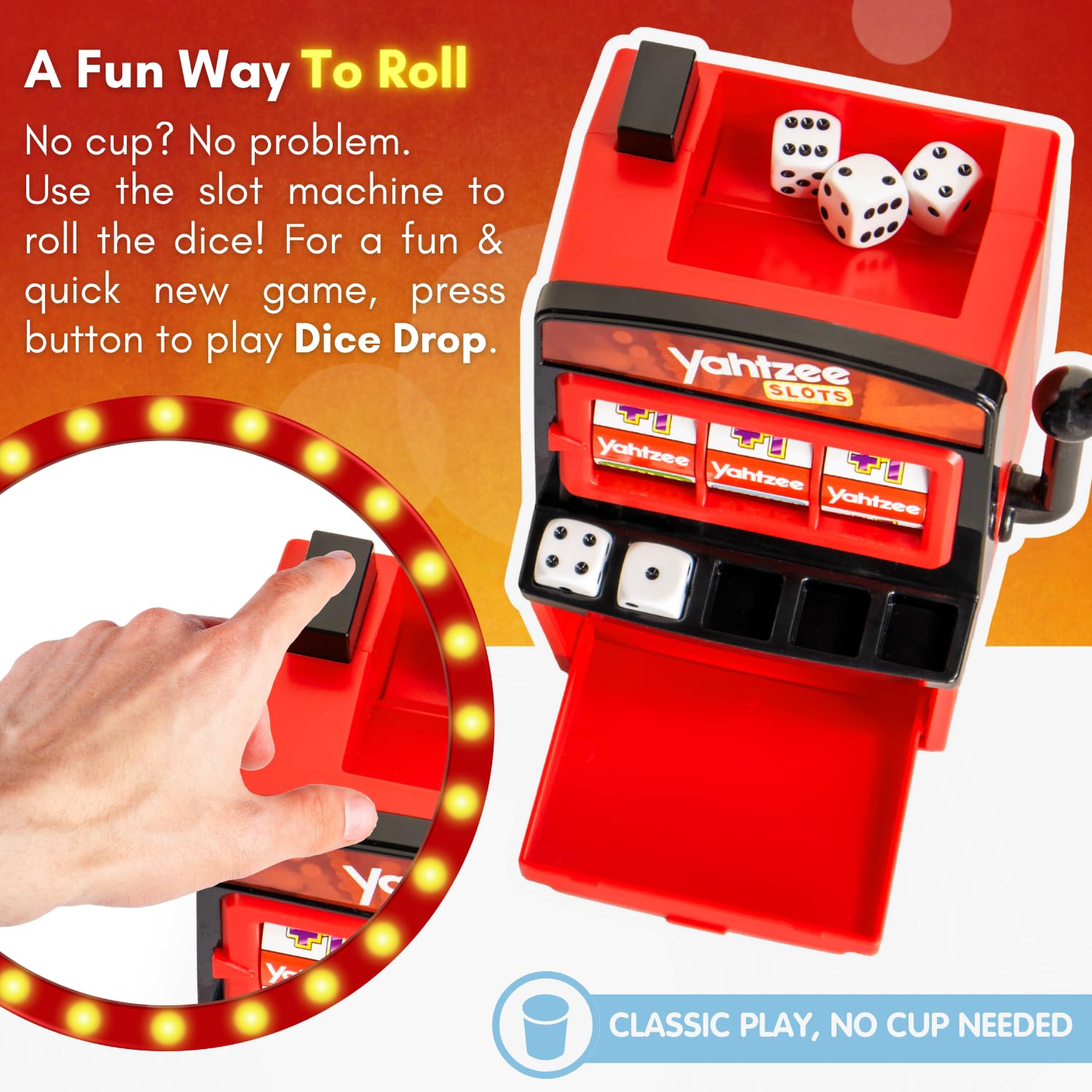 Joy for All Yahtzee Slots Game family game night image highlights shared laughter.