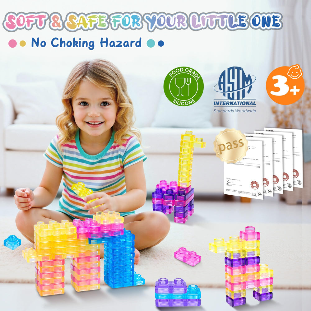 JOY SPOT! Multicolor building blocks, side-by-side layout, boost color recognition and creative play.