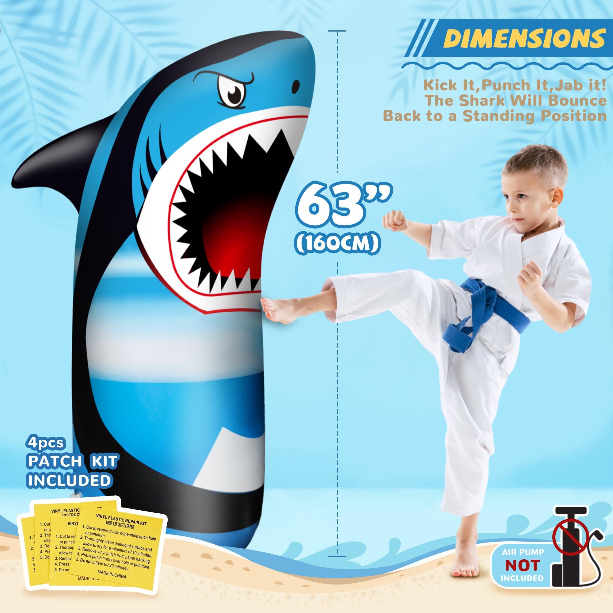 JOY SPOT! Shark punching bag in action helps kids channel energy with focused play.