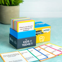 Joyadora 400 Kids and Teens cards on dining room table for bonding chats.