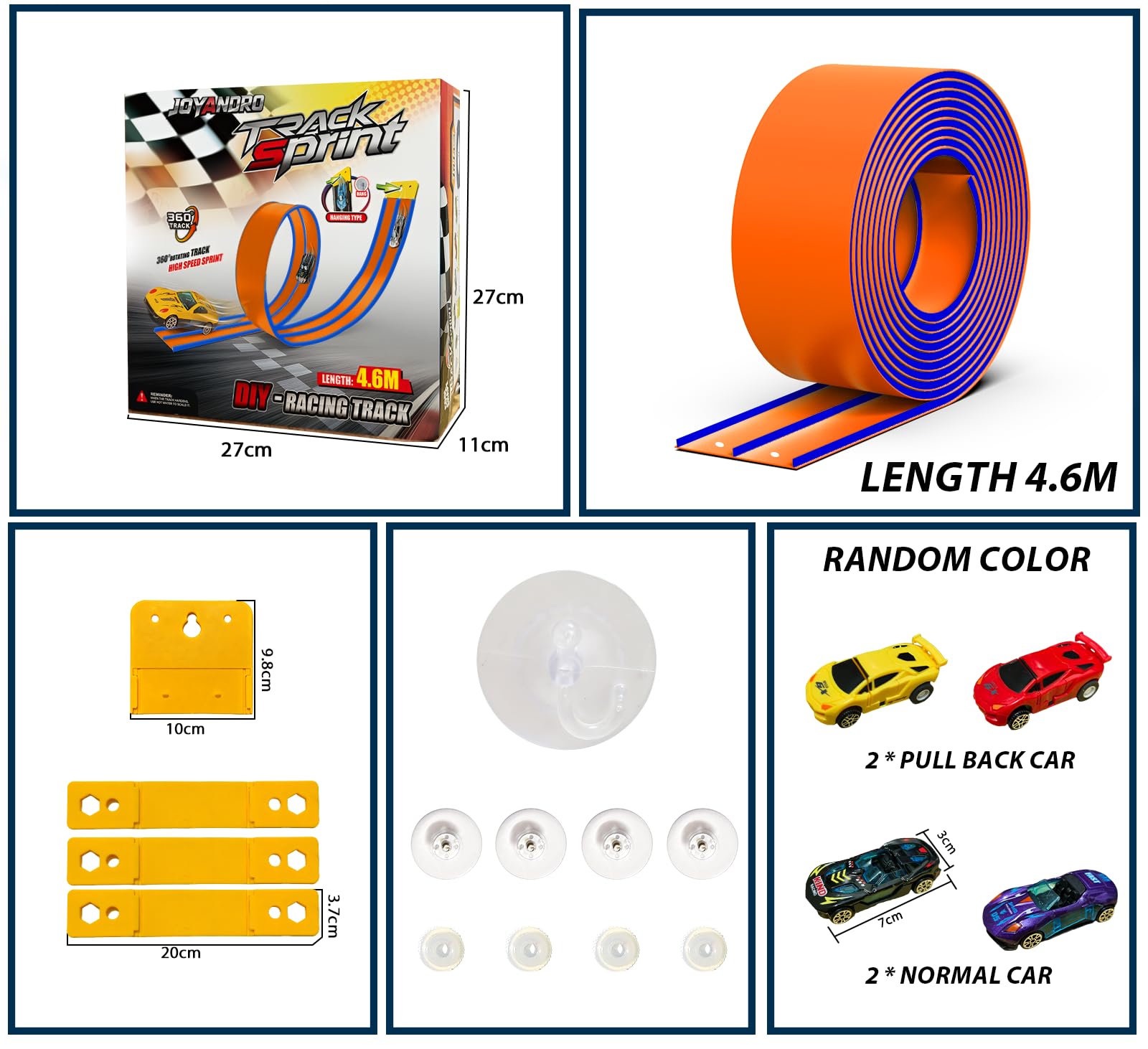 JOYANDRO four-car pack ready for instant Hot Wheels-style racing.