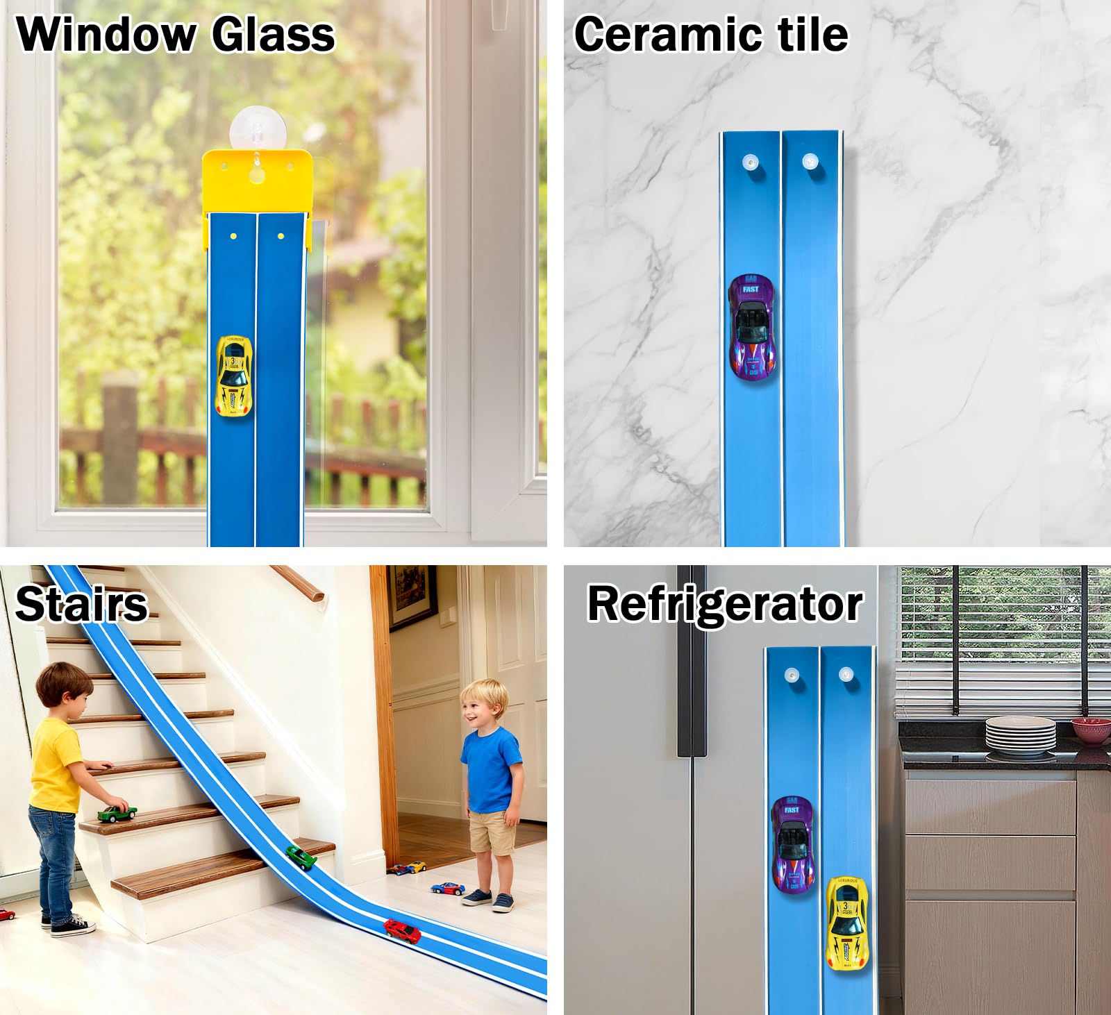 JOYANDRO roll-up racetrack with suction cups for secure placement