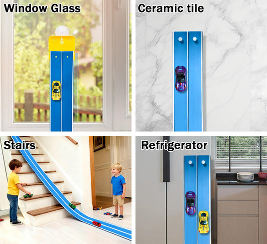 JOYANDRO roll-up racetrack with suction cups for secure placement