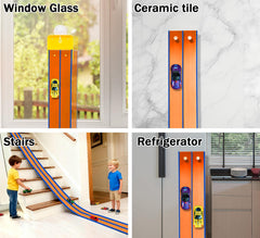 JOYANDRO suction cups secure the track to smooth surfaces during play.