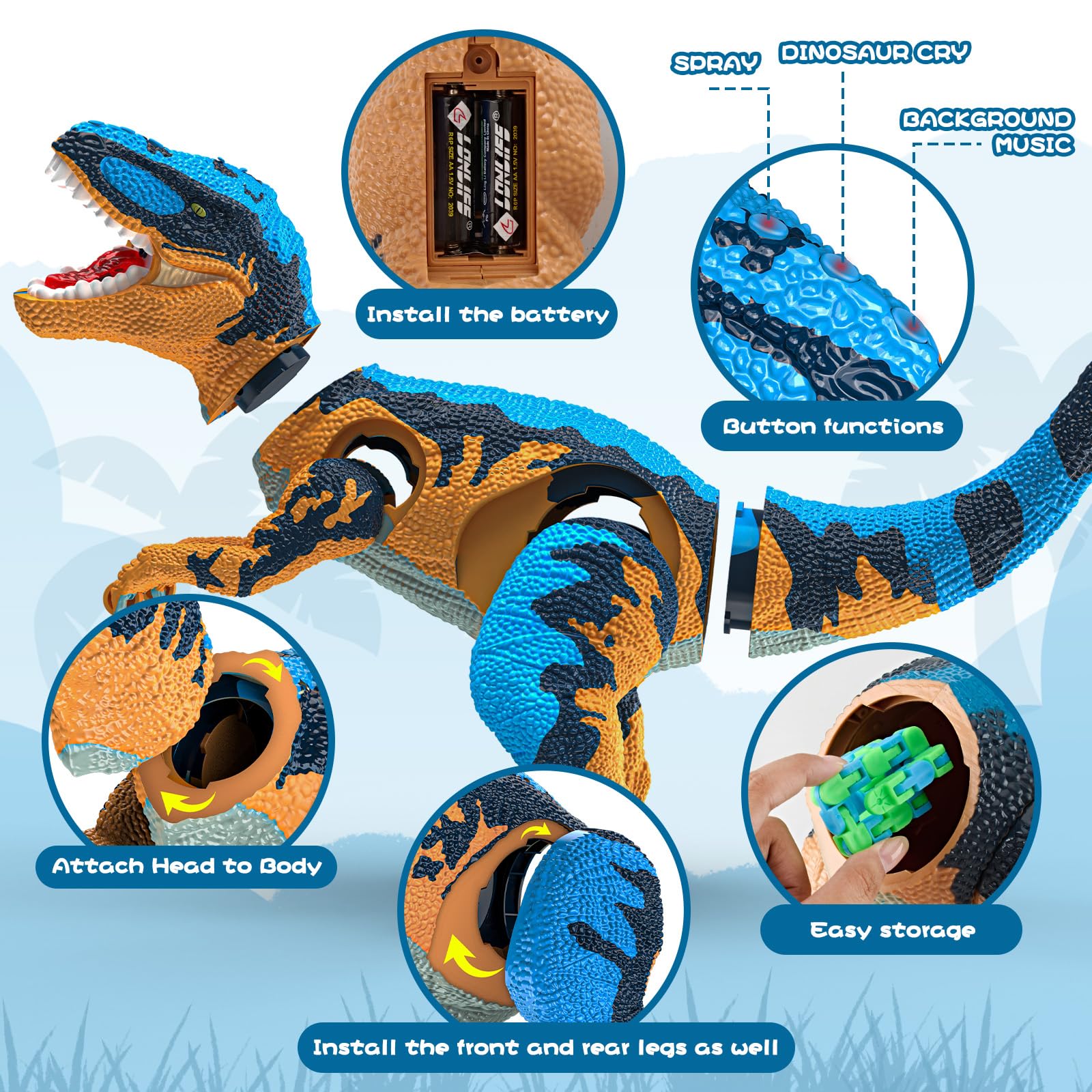 JOYBLI T-Rex lights, sounds, and mist enhance immersive pretend play