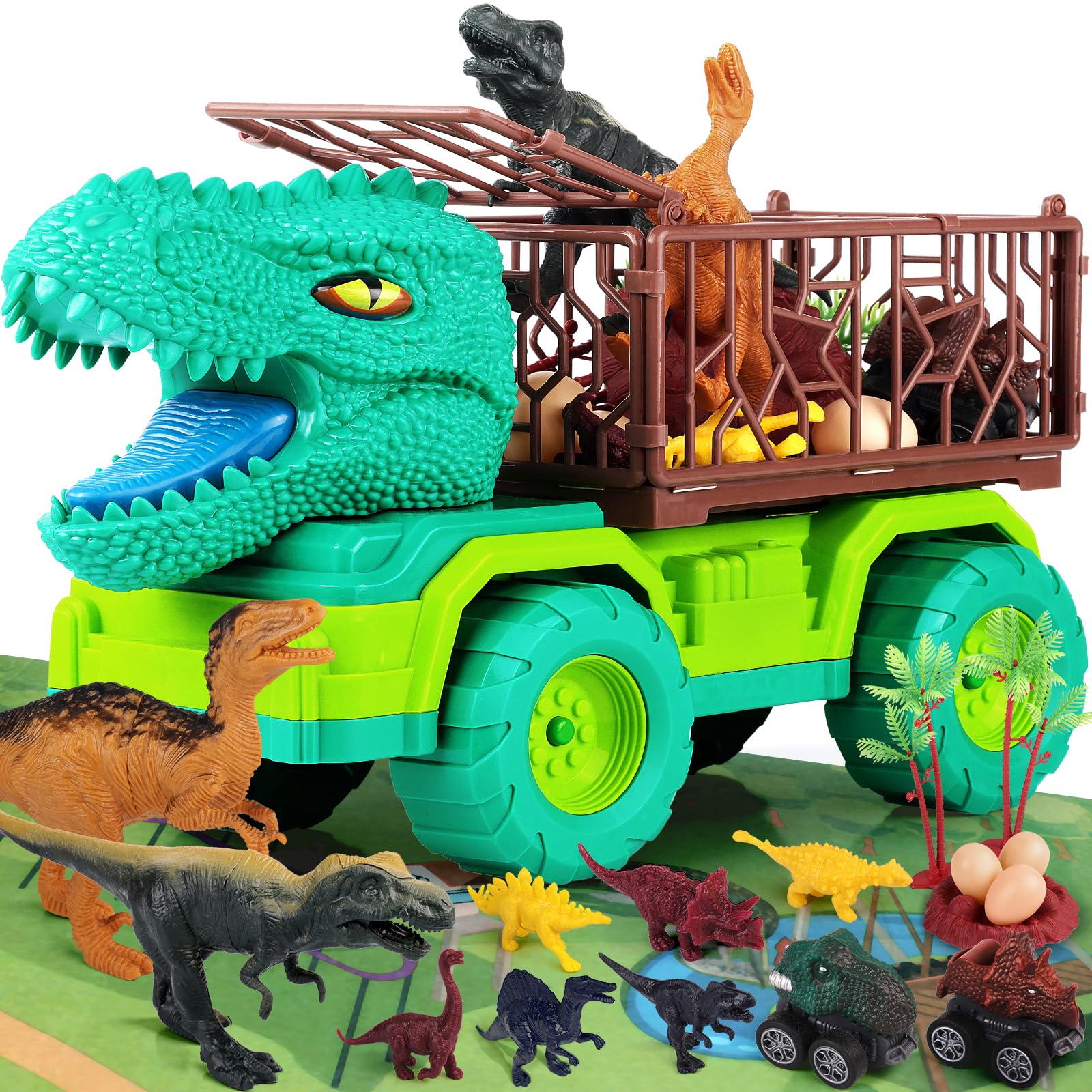 JoyBuilders 18-in-1 dinosaur toy truck promotes imaginative play and easy cleanup