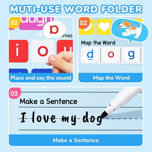 JoyCat 265 Word-Building Folder enables dry-erase spelling practice.