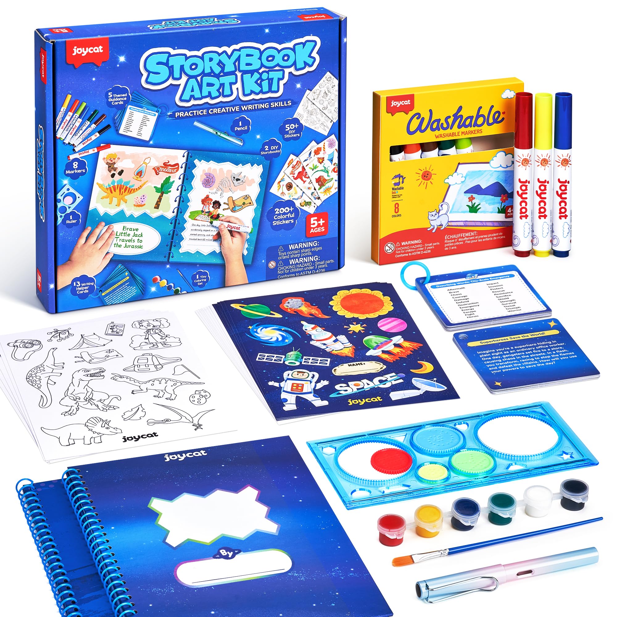 JoyCat Adventure Storybook Art Kit cover showcases vibrant storytelling potential for young authors.