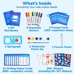JoyCat Adventure Storybook Art Kit writing tools close-up for focused creative sessions.