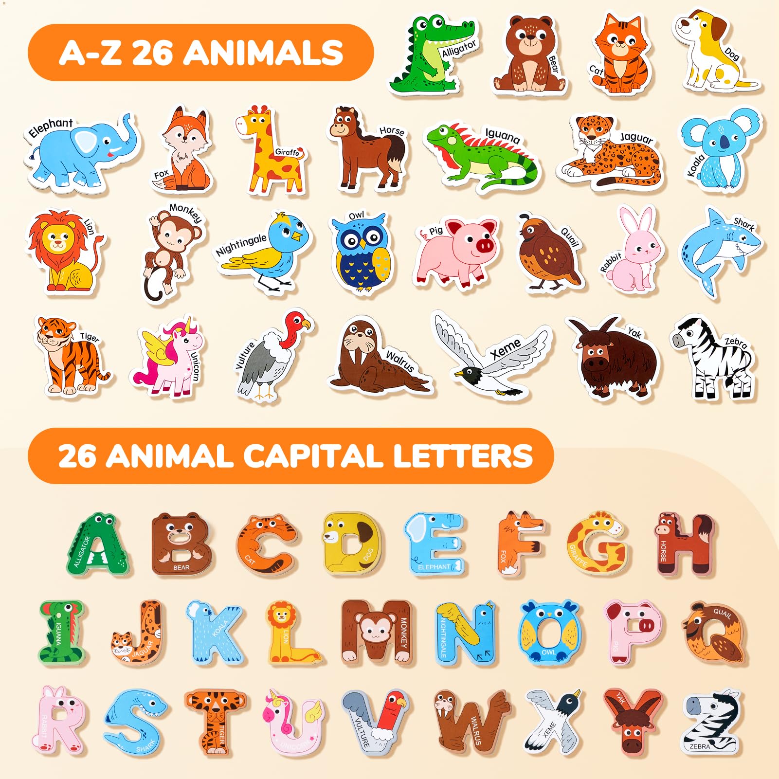 JoyCat animal magnets support early spelling and animal-name recognition