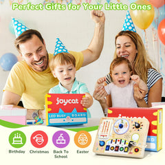 JoyCat Busy Board nursery rhymes promote auditory awareness and rhythm.