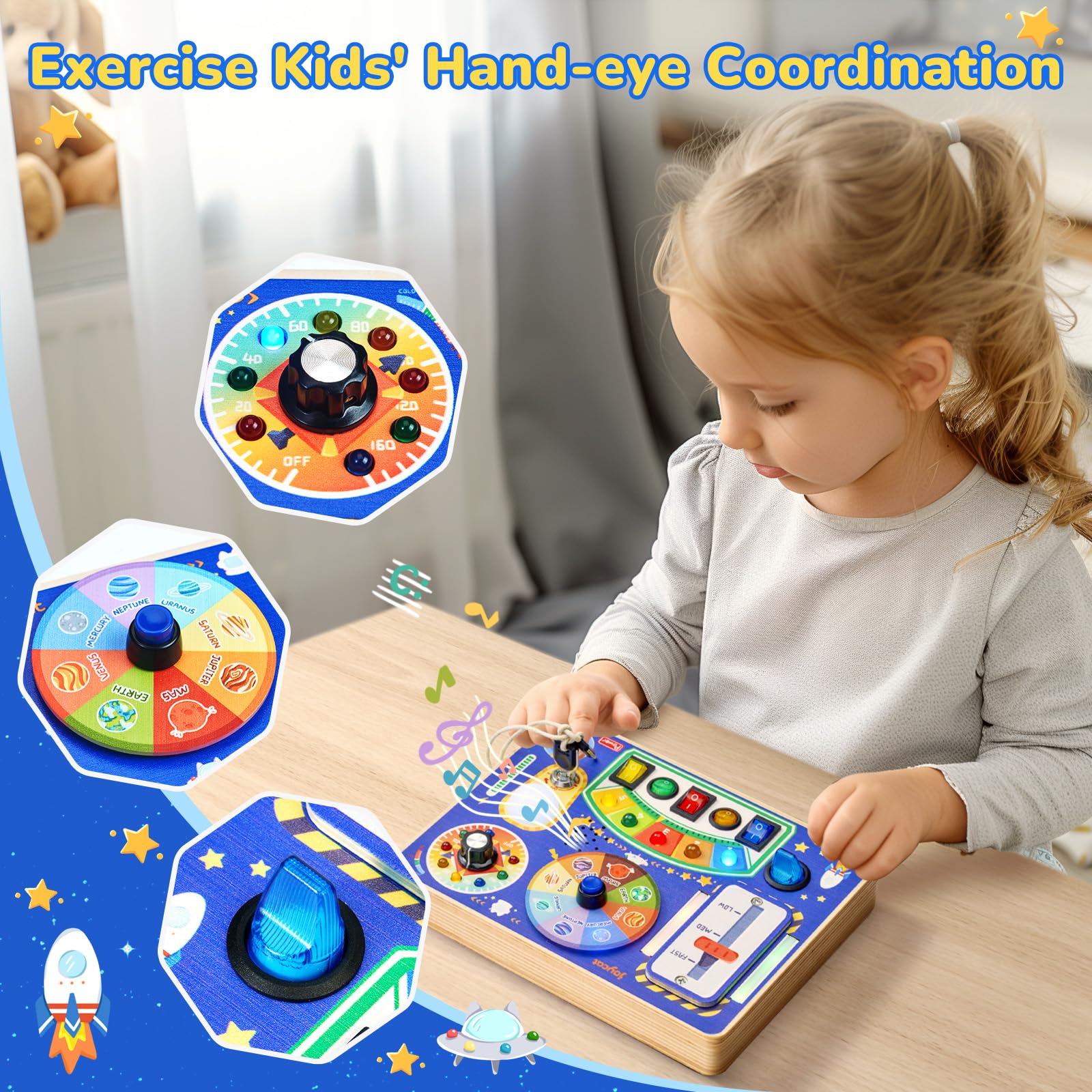 JoyCat Busy Board safety edges ensure comfortable handling for little hands.