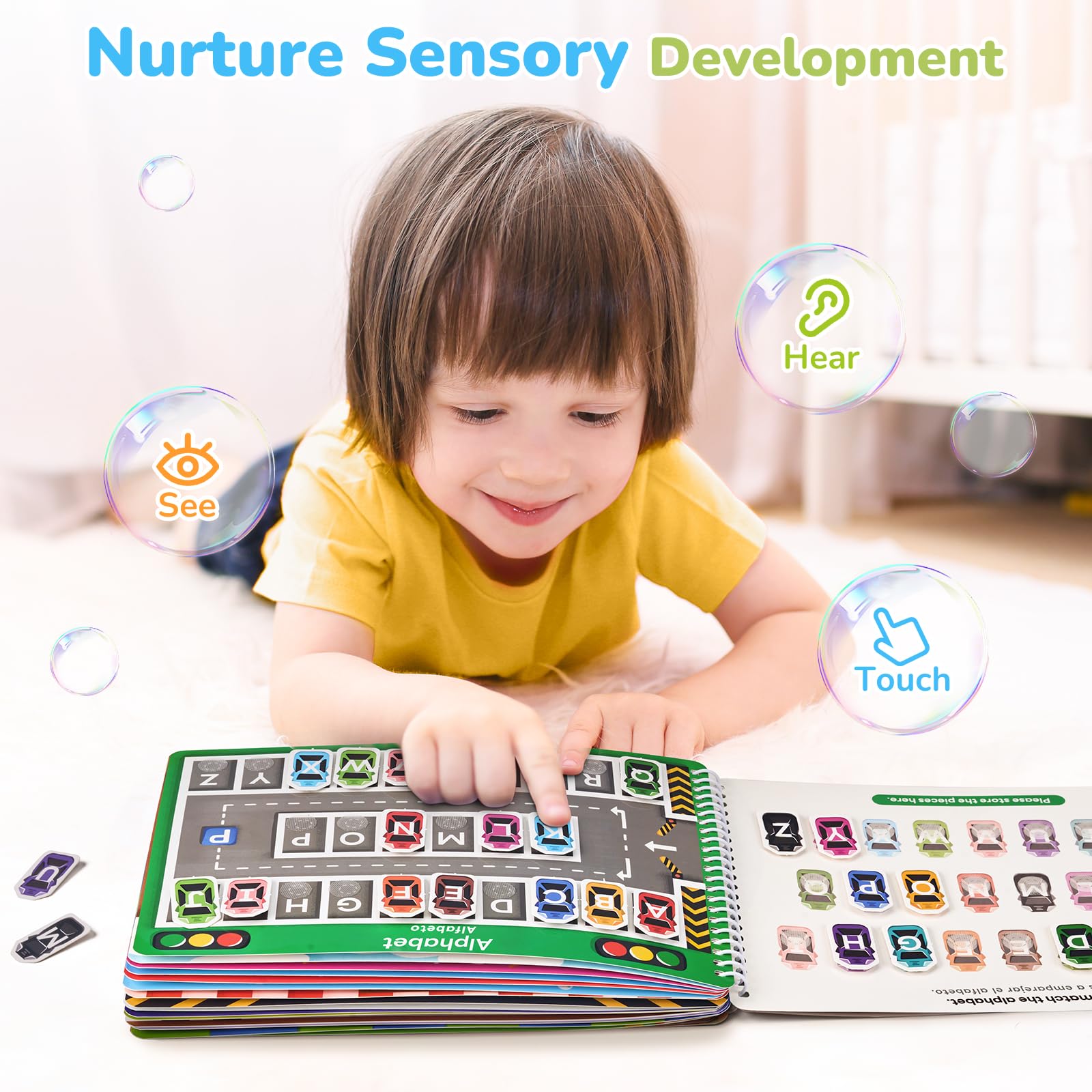 JoyCat Busy Book: farm animals matching page supports memory skills and interactive learning