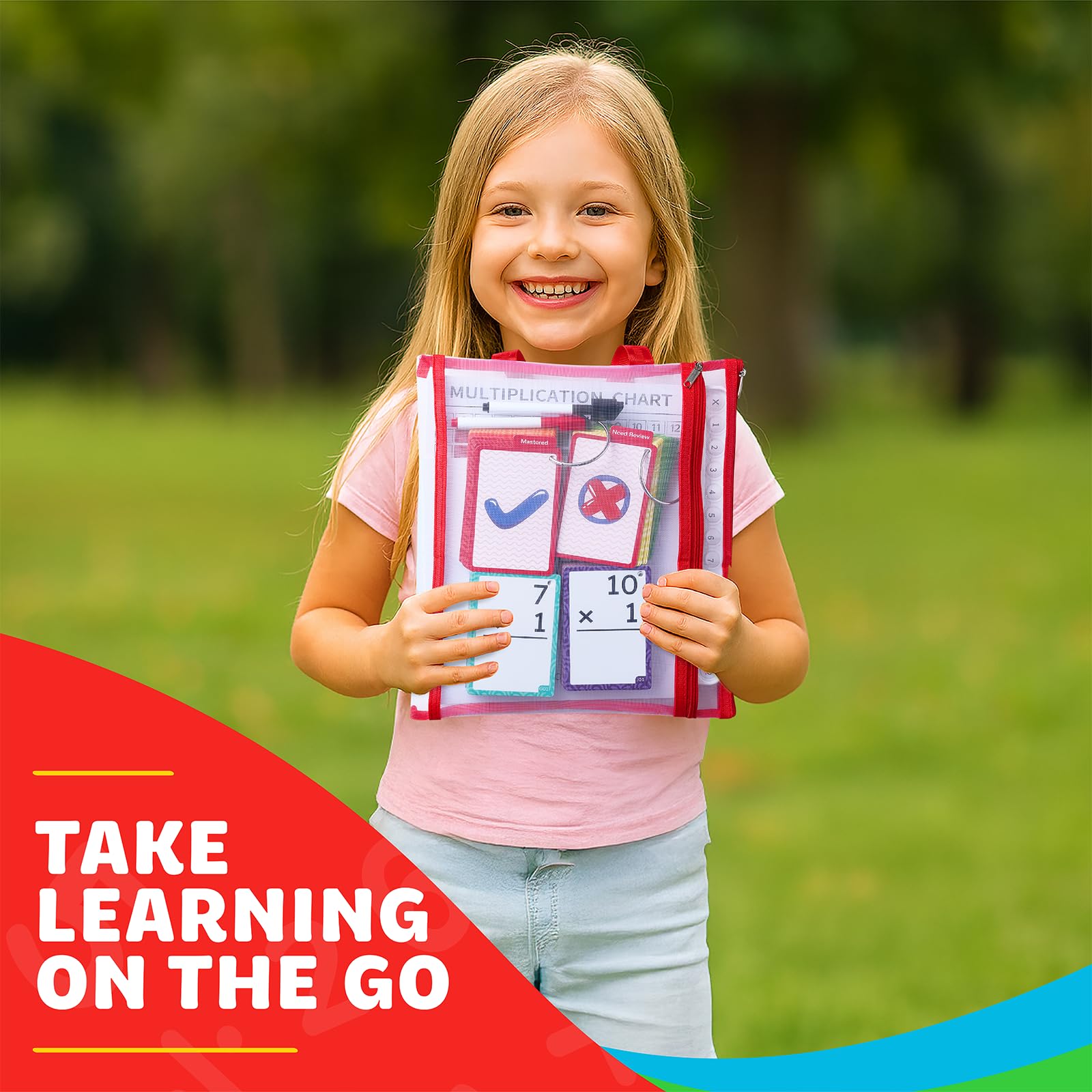 JoyCat color-coded borders help kids sort flash cards quickly.