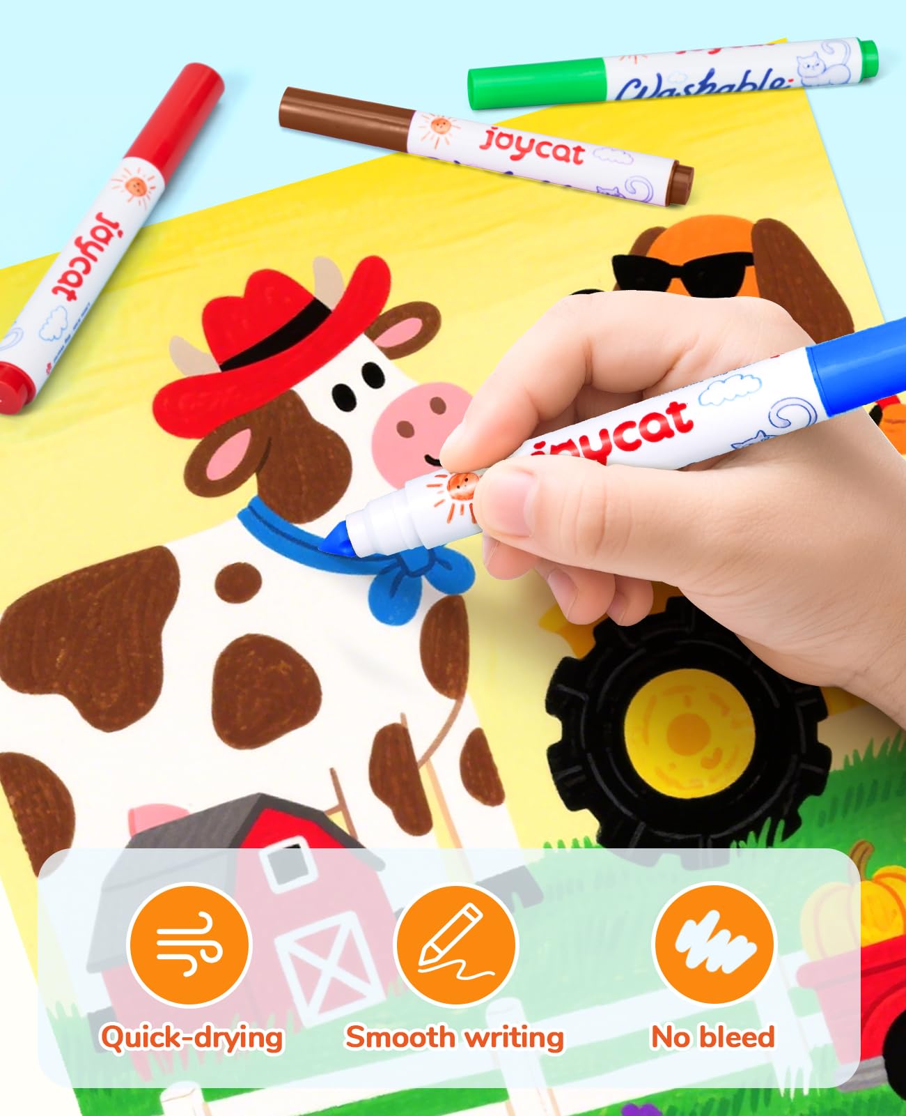 JoyCat colors inspire young artists during drawing and coloring sessions.