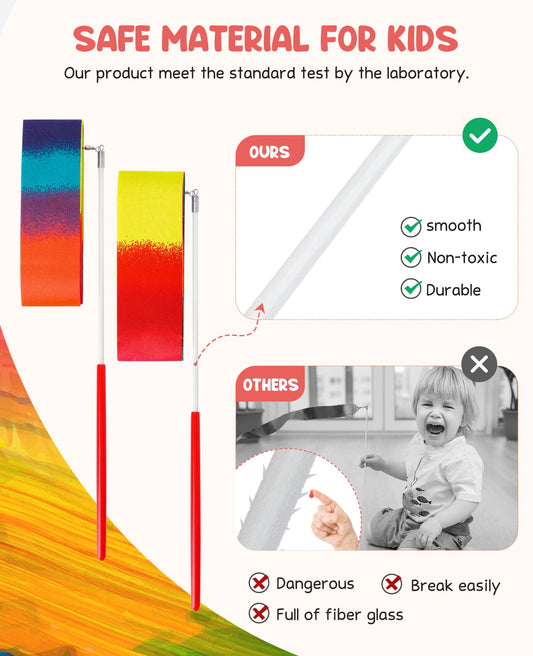 JoyCat dance ribbon handle close-up showing safe red-coated grip for kids