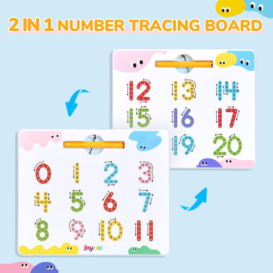JoyCat tracing board back presents numbers 12-20 for progressive practice