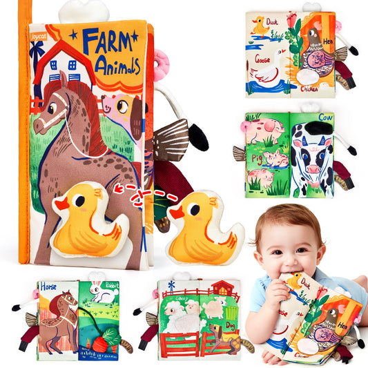 JoyCat Farm Baby Book cover offers soft fabric for safe newborn exploration.