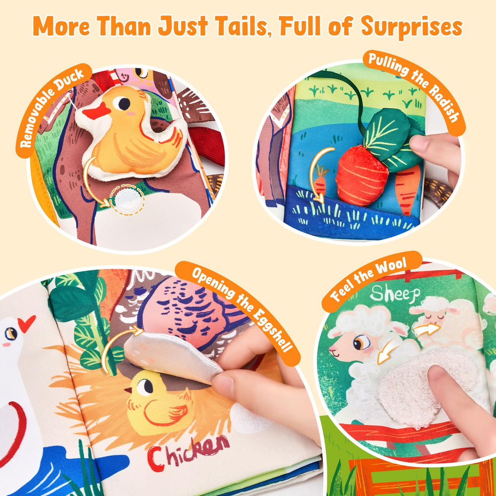 JoyCat Farm Baby Book detachable duck boosts fine motor exploration.