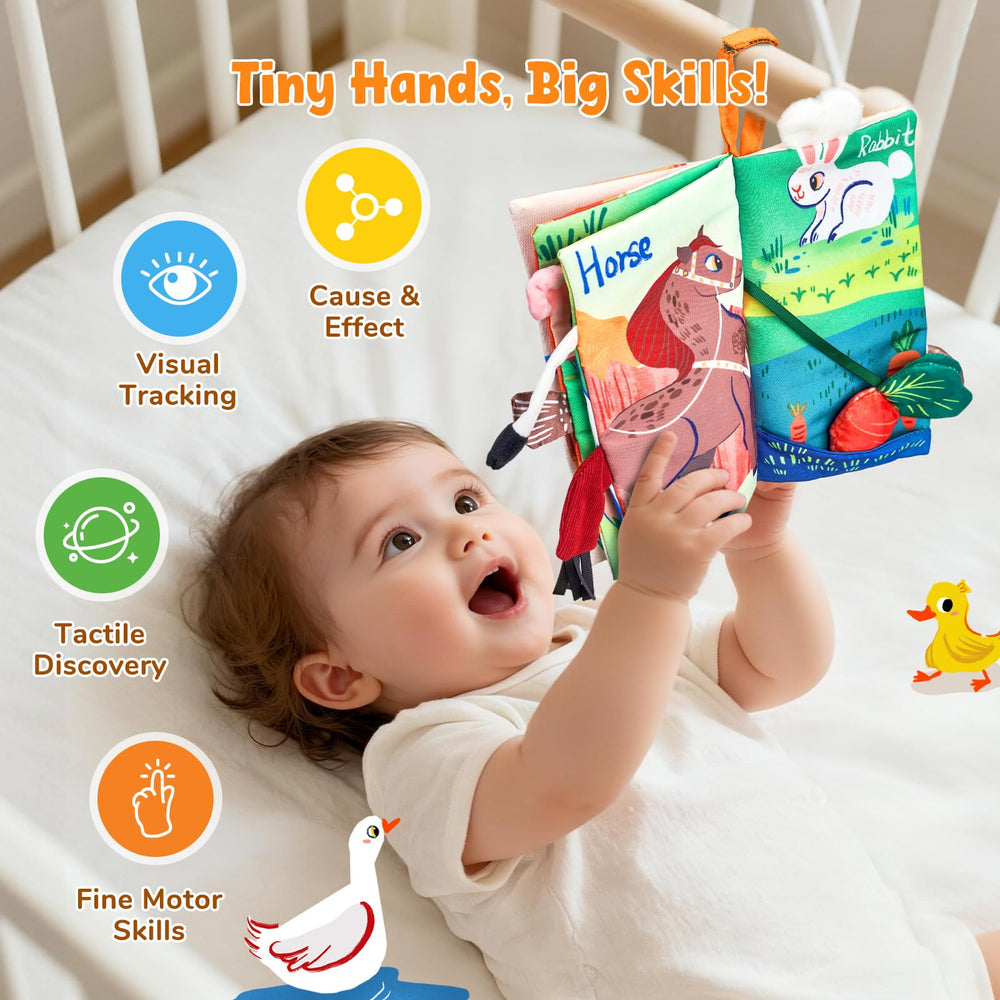 JoyCat Farm Baby Book pull-out carrot encourages reach-and-grab moments.