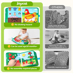 JoyCat Farm Busy Book activities-lacing demonstrates fine motor skill development in a calm, screen-free setting