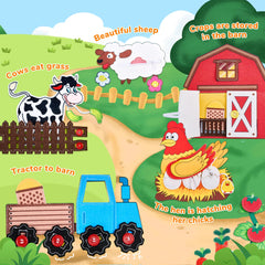 JoyCat Farm Busy Book farm-scene-storybook introduces farm life with finger puppets