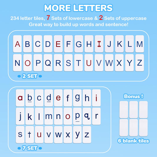 JoyCat foam alphabet tiles designed for early decoding and phonics activity.