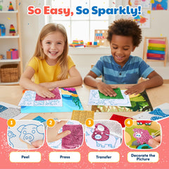 JoyCat colorful foil sheets enabling shimmering crafts without glue.