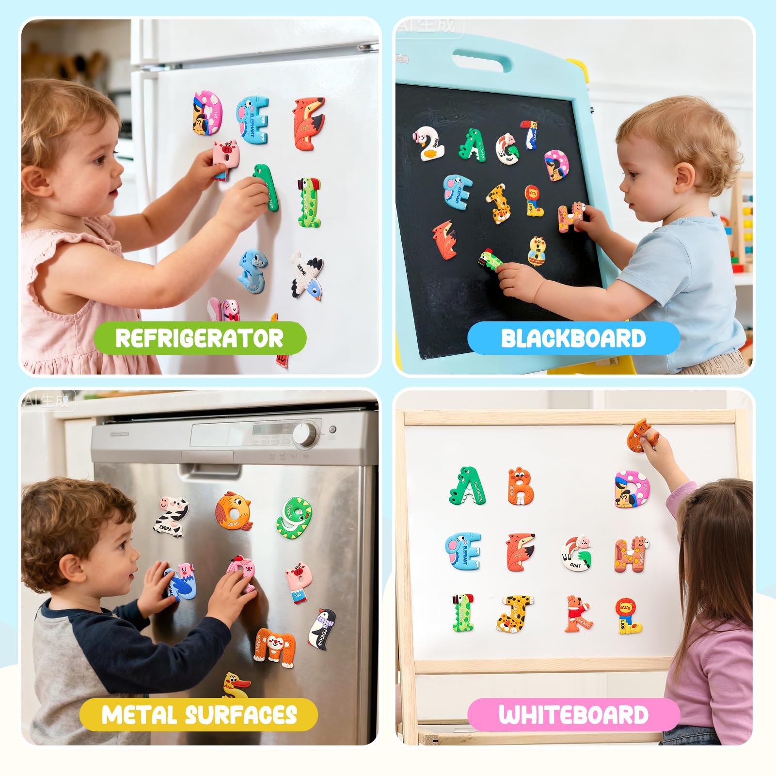 JoyCat fridge set makes a versatile learning toy for home or classrooms.