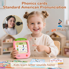 JoyCat Kids Learning Tablet card-04 offers audio feedback for reading readiness.