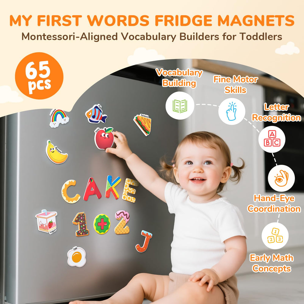 JoyCat object magnets in bright colors foster object name recognition during play