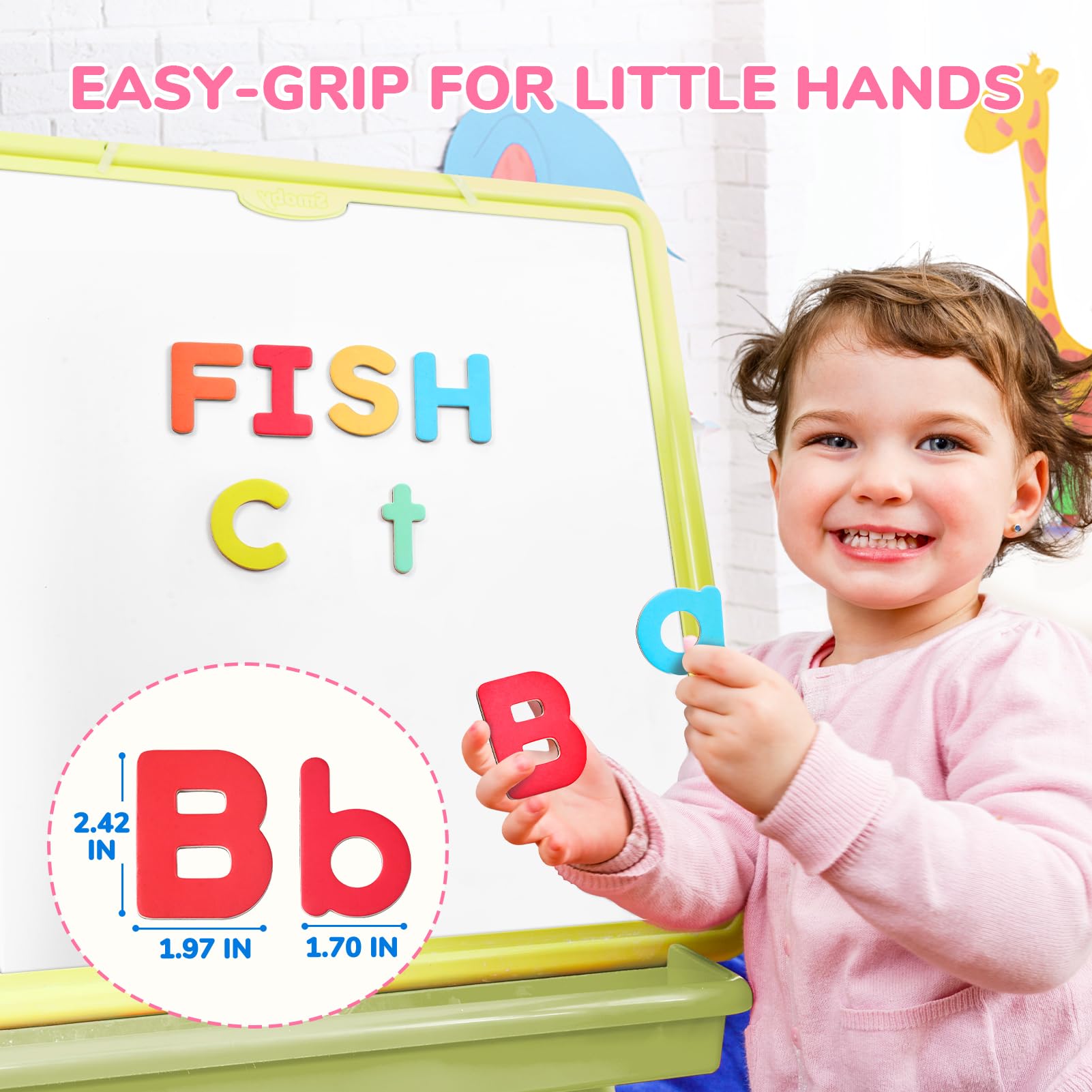 JoyCat lowercase letters sized 1.65 inches with full-back magnets