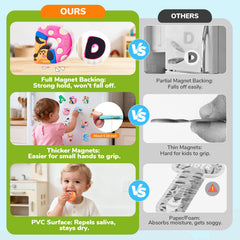 JoyCat magnets with strong magnetic backing stay on fridges during learning