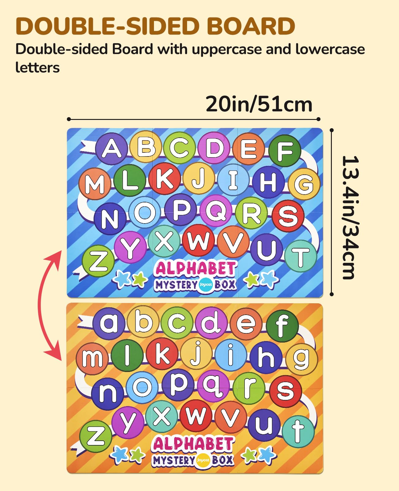 JoyCat Mystery Alphabet Box inside box close-up highlights compact storage.