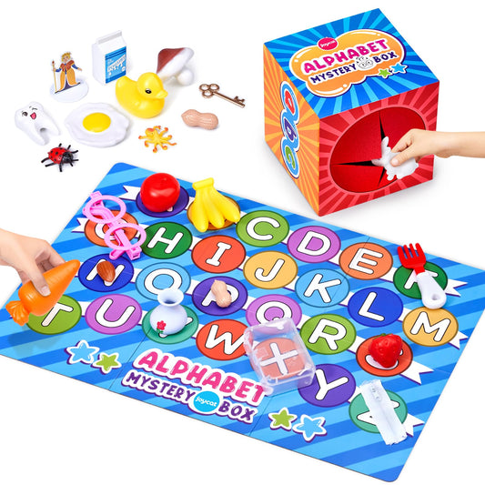JoyCat Mystery Alphabet Box letters miniatures for hands-on learning and play.