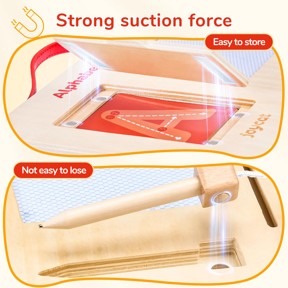 JoyCat natural solid wood finish highlights a sturdy learning tool