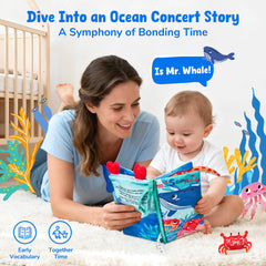 JoyCat Ocean Baby Cloth Book tummy-time textures invite curious fingers and mindful play