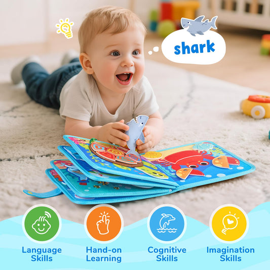 JoyCat Ocean Busy Book pages with colorful ocean scenes for fine motor practice