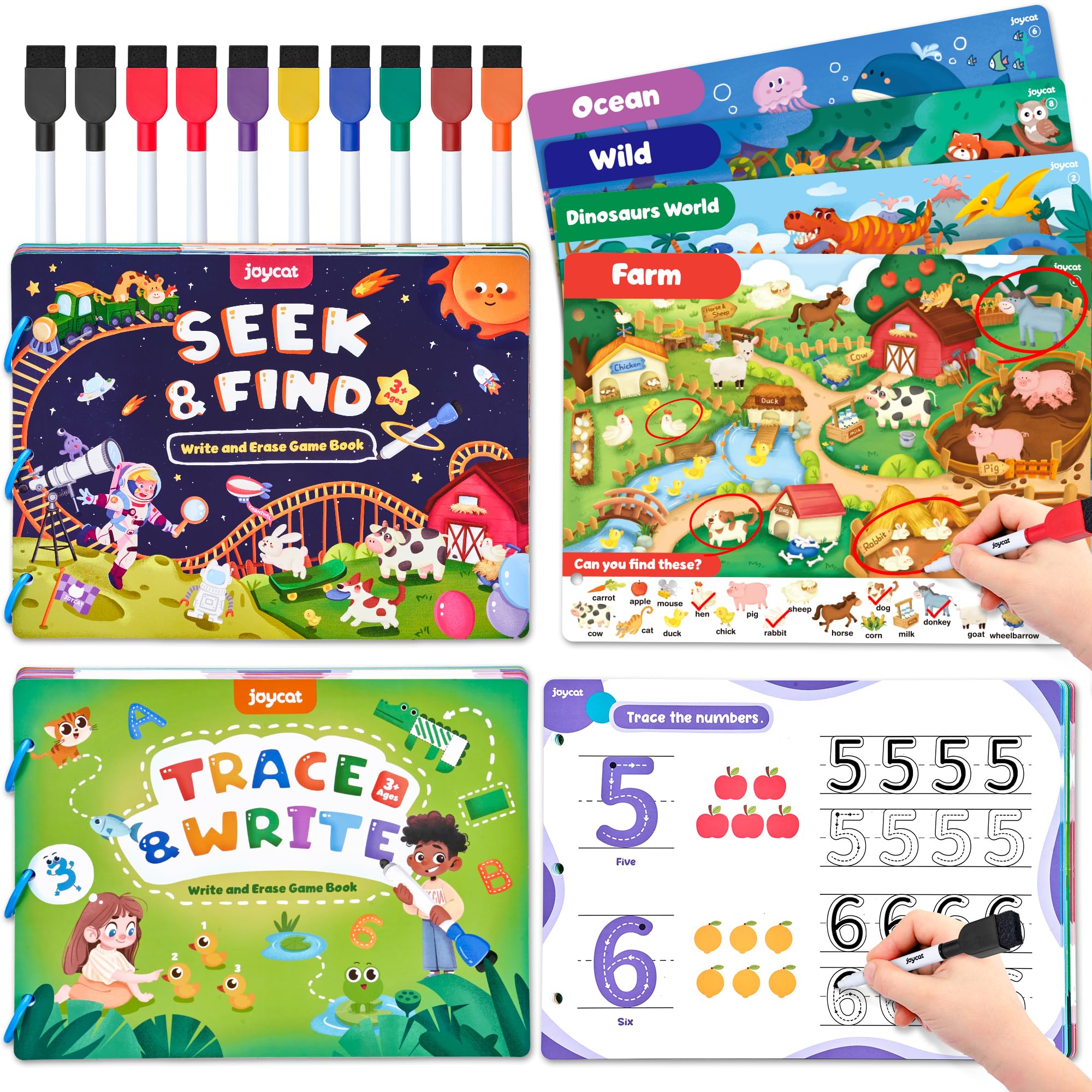 JoyCat handwritten practice workbook with guided tracing for early writing skills