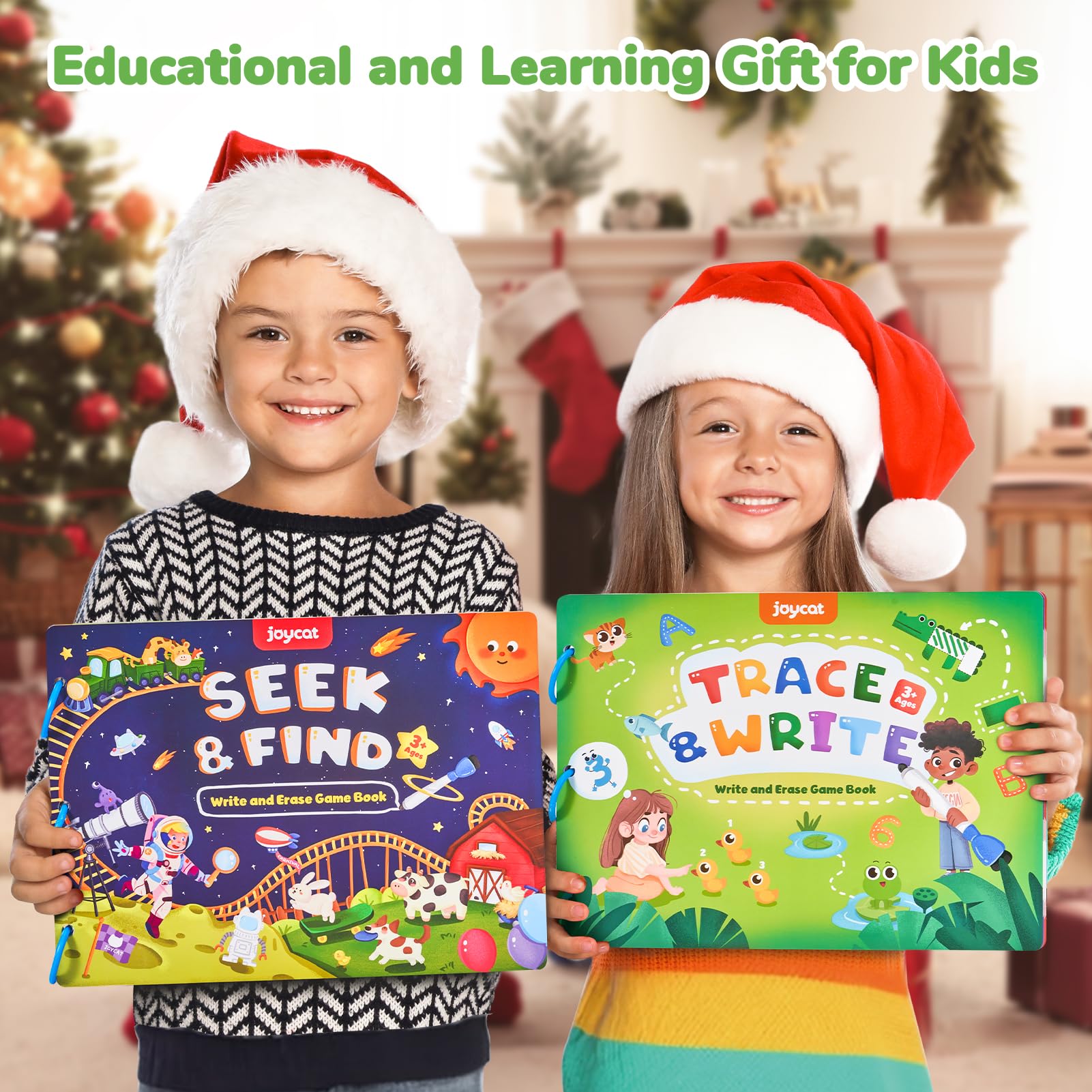 JoyCat kids using the learning activity set during travel for screen-free fun