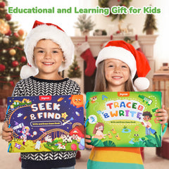 JoyCat kids using the learning activity set during travel for screen-free fun