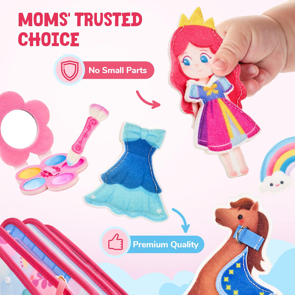 JoyCat Princess Busy Book lacing activity encourages concentration and dexterity.