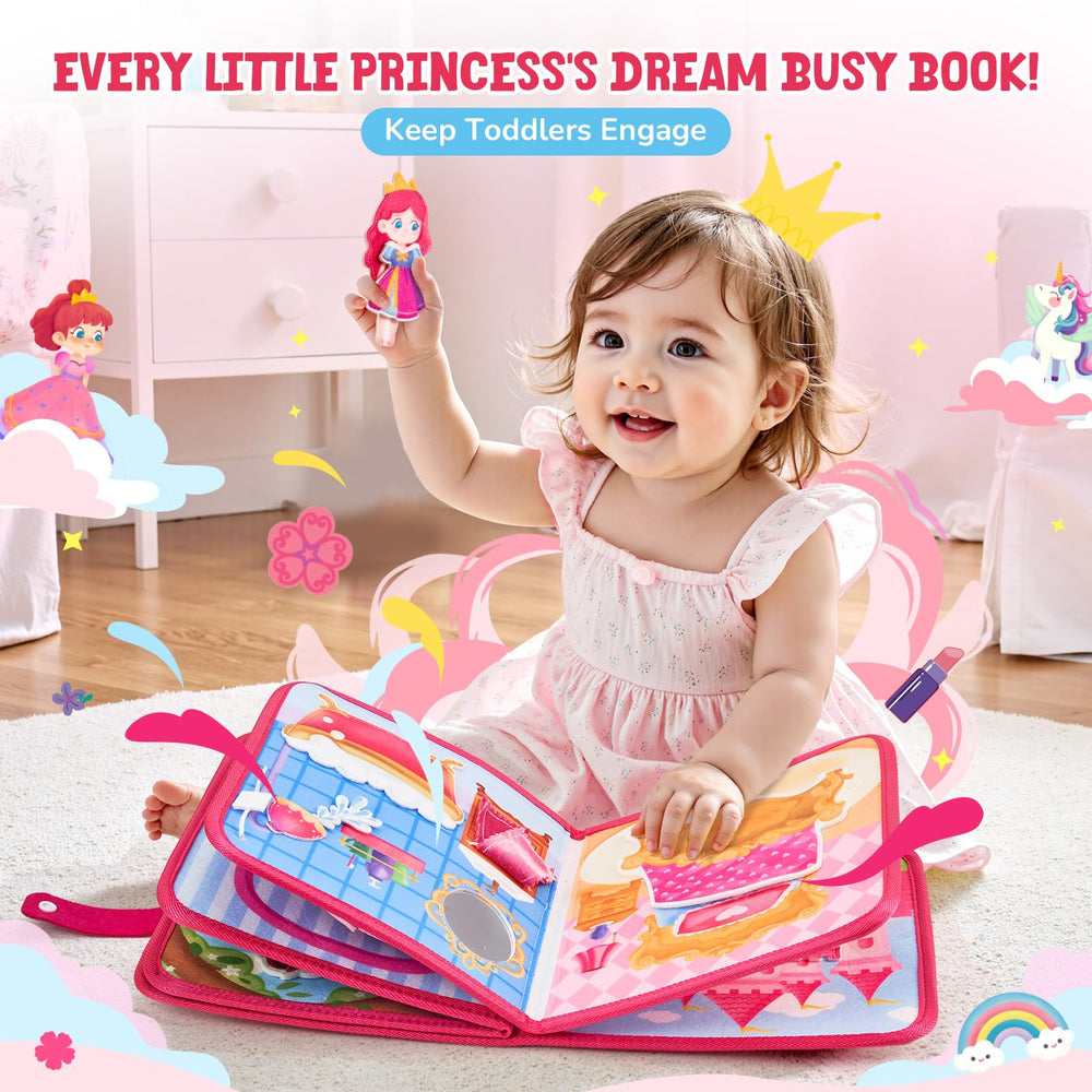 JoyCat Princess Busy Book snap learning page promotes practical life skills.